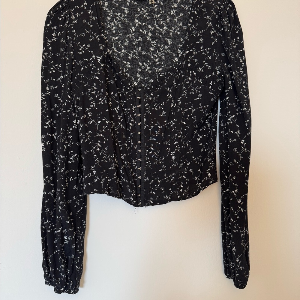 Sugarlips Rennes Floral Black Women's Top - Picture 5 of 7